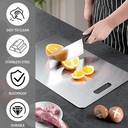 Steel Chopping Board Heavy Duty Non-Slip for Kitchen | Stainless Steel Cutting Board for Vegetables